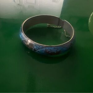 Vintage Siam Sterling Silver Blue Enamel Lady Dancer Women’s Bracelet